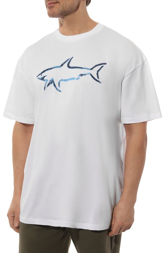 Хлопковая футболка Paul&Shark 24411101/3XL-6XL Белый  24411101/3XL-6XL Фото 3