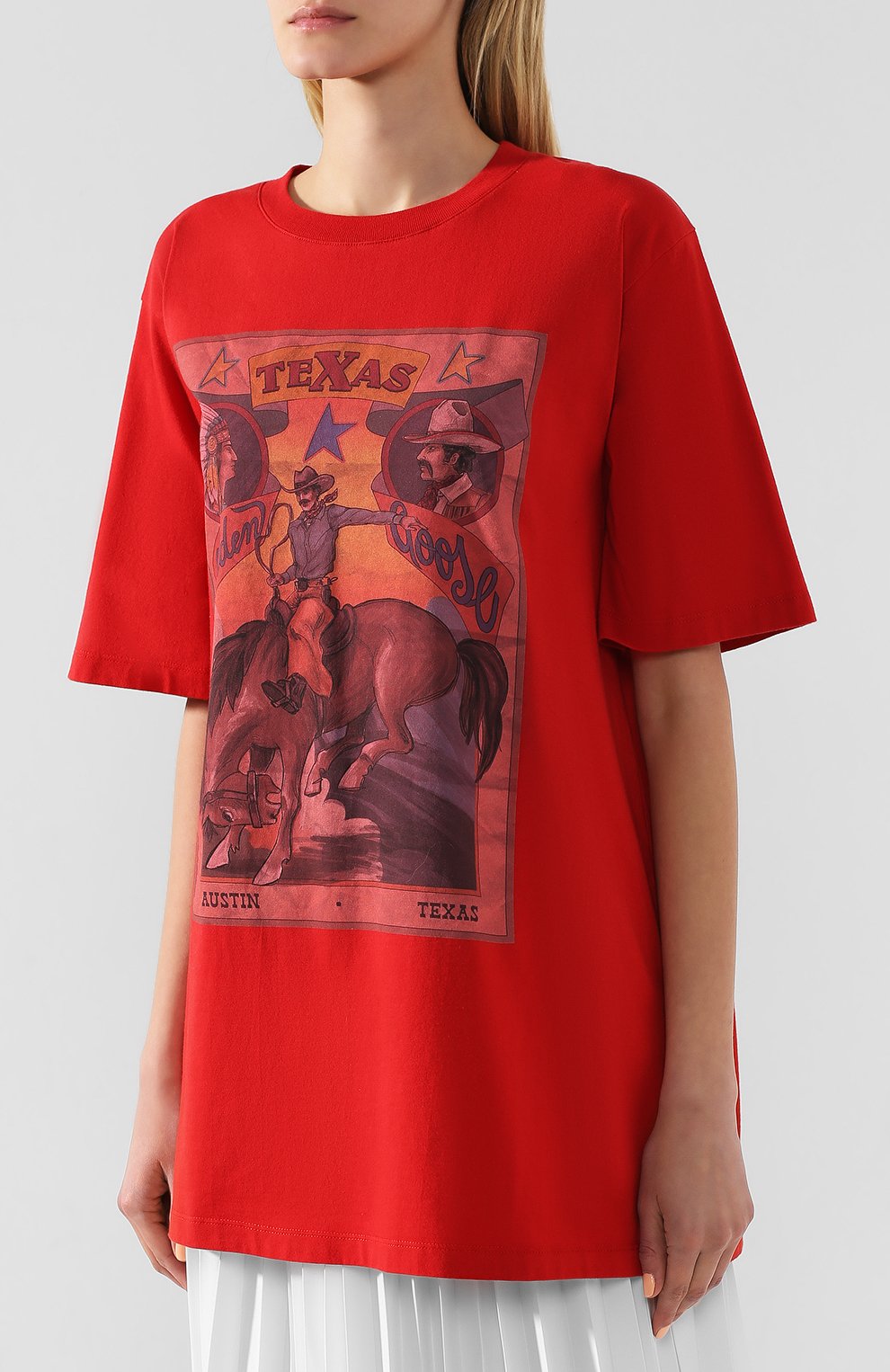 Хлопковая футболка GOLDEN GOOSE DELUXE BRAND красного цвета по цене 22950 руб., арт. G36WP026.T7, фото 3 Хлопковая футболка GOLDEN GOOSE DELUXE BRAND, арт. G36WP026.T7, фото 3