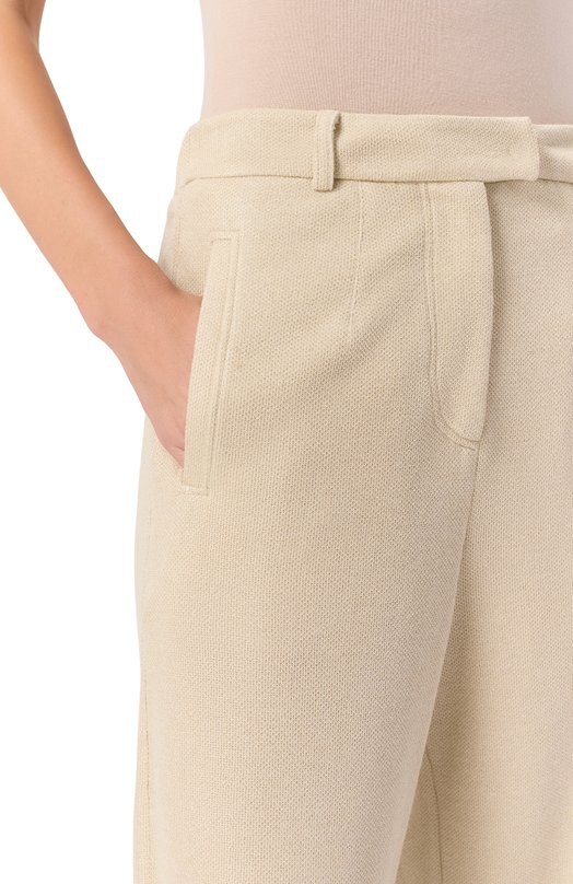 Брюки из вискозы и хлопка Brunello Cucinelli MP930SN999 Кремовый  MP930SN999 Фото 5