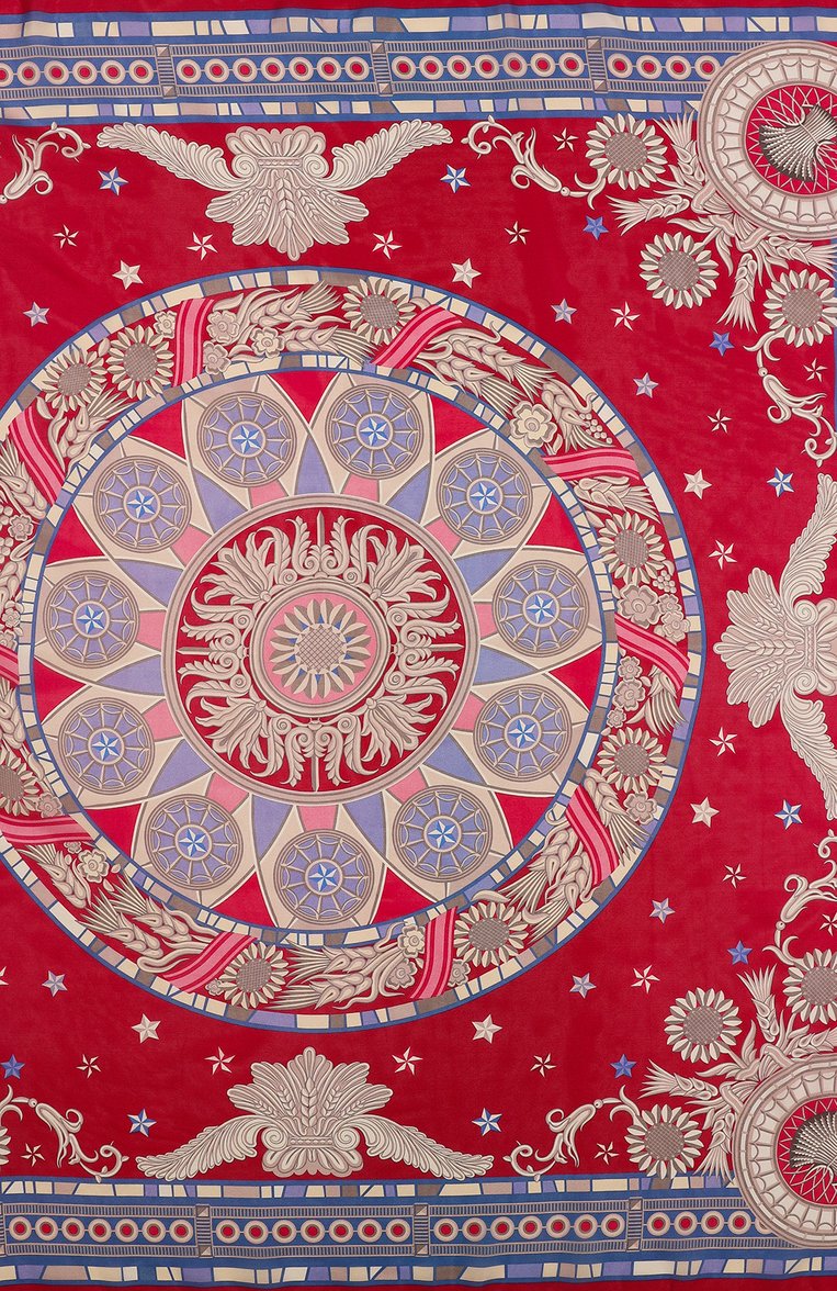 Женский шелковый платок ампир GOURJI красного цвета, арт. T27AMP7RRD | Фото 4 (Принт: С принтом; Материал: Текстиль, Шелк; Материал сплава: Проставлено; Нос: Не проставлено)