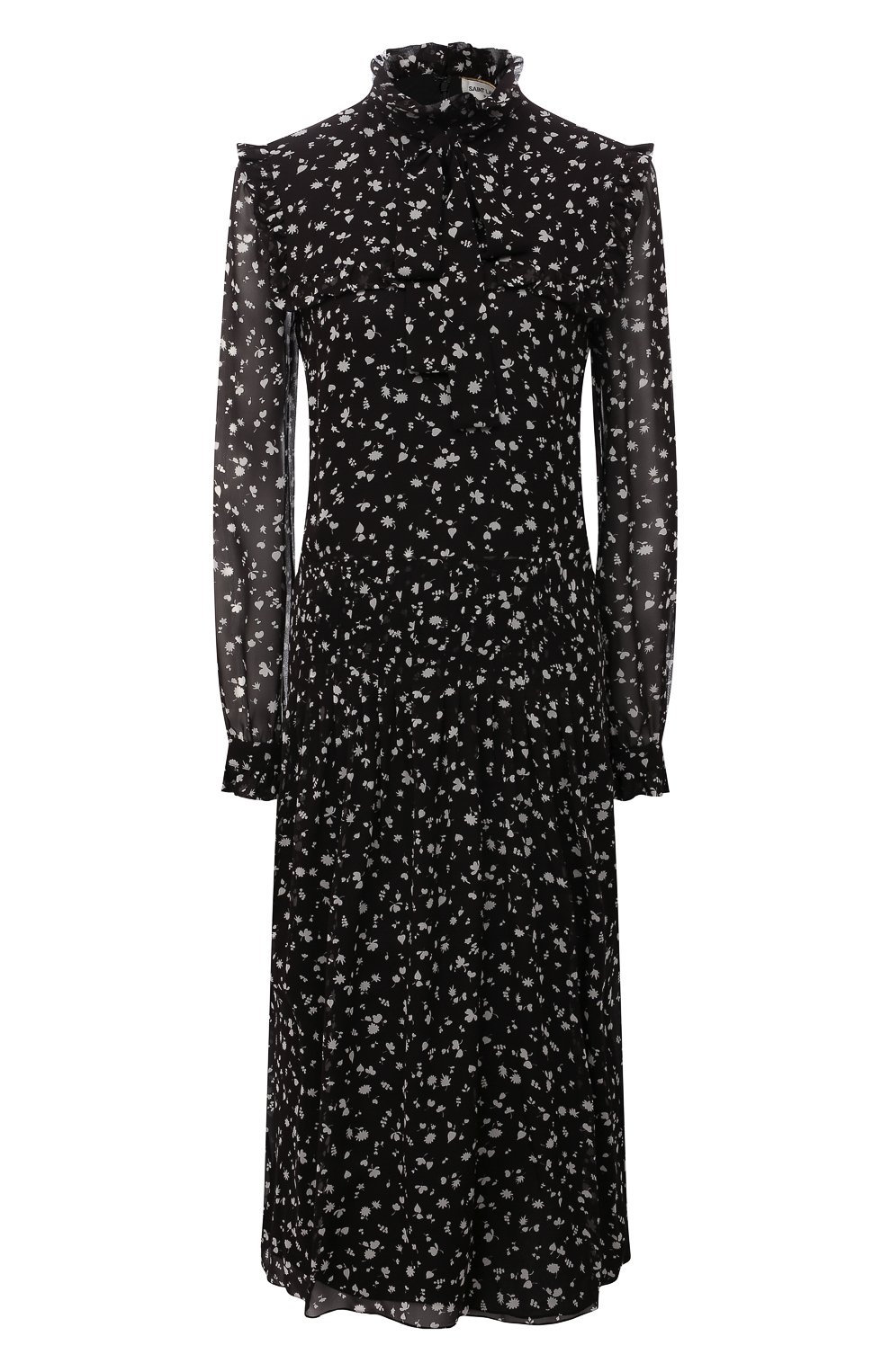 Шелковое платье SAINT LAURENT черно-белого цвета по цене 289500 руб., арт. 660924/Y5D30, фото 1 Шелковое платье SAINT LAURENT, арт. 660924/Y5D30, фото 1
