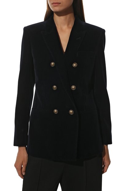 Бархатный жакет SAINT LAURENT темно-синего цвета по цене 299500 руб., арт. 564154/Y615W, фото 3 Бархатный жакет SAINT LAURENT, арт. 564154/Y615W, фото 3