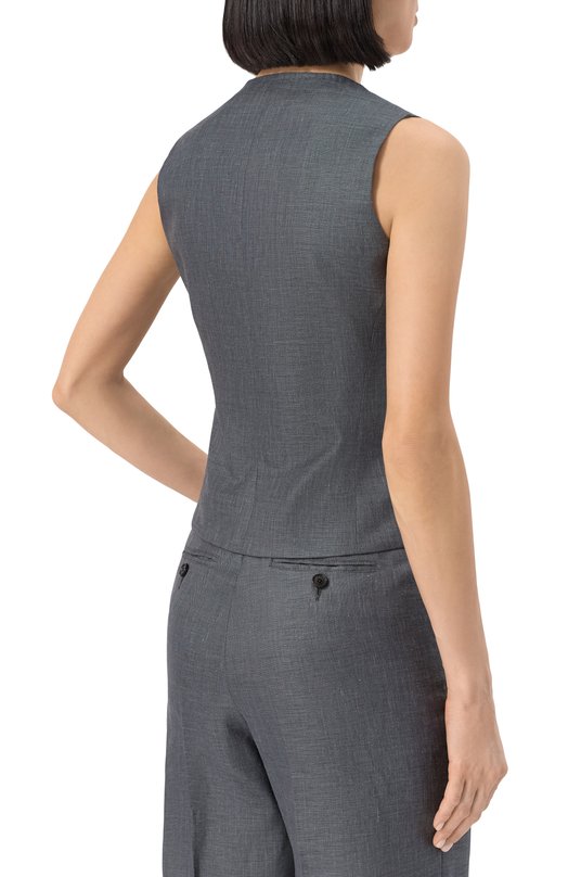 Жилет изо льна и шерсти Kiton D47456K0603E03 Серый  D47456K0603E03 Фото 4