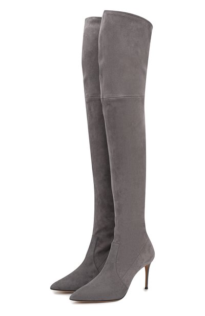 Замшевые ботфорты CASADEI темно-серого цвета по цене 145000 руб., арт. 1T853E0801T00059200, фото 1 Замшевые ботфорты CASADEI, арт. 1T853E0801T00059200, фото 1