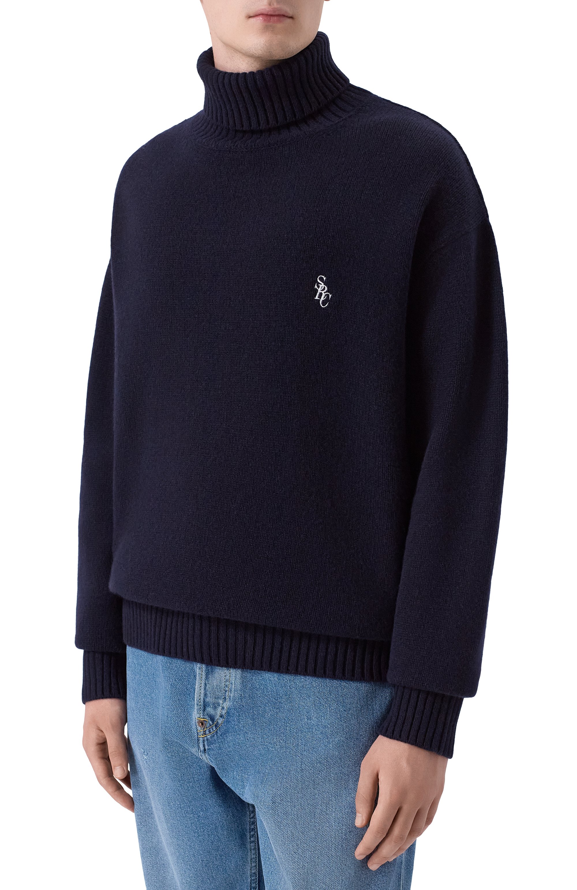 Шерстяной свитер SPORTY AND RICH темно-синего цвета по цене 49950 руб., арт. WS08262302BL106, фото 3 Шерстяной свитер SPORTY AND RICH, арт. WS08262302BL106, фото 3