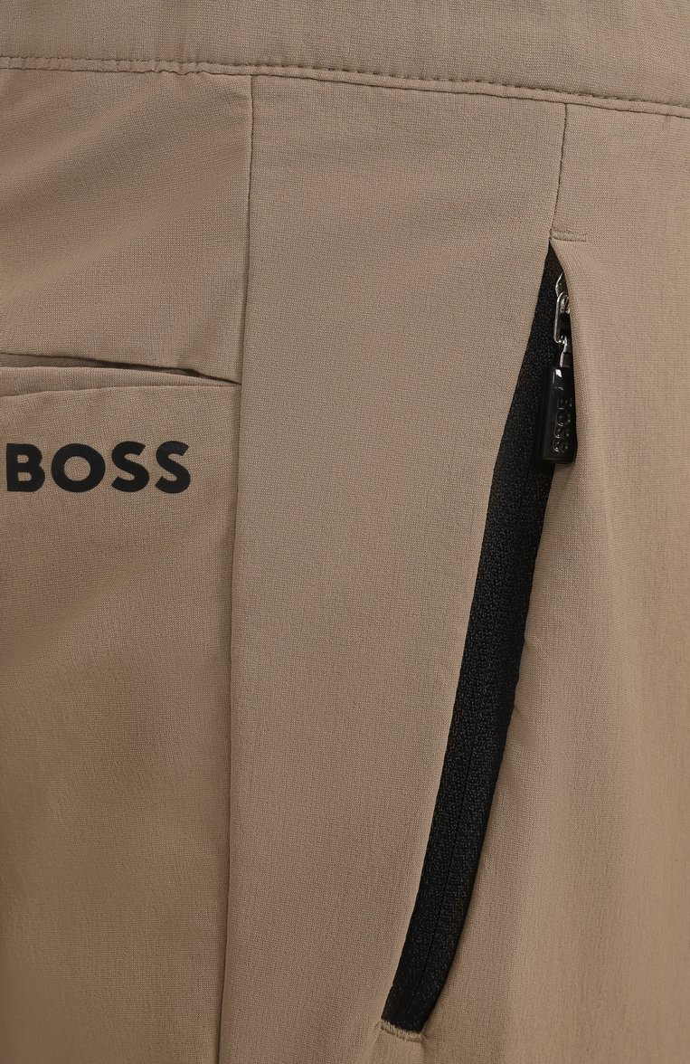 Мужские брюки BOSS GREEN темно-бежевого цвета, арт. 50529668 | Фото 6 (Длина (брюки, джинсы): Стандартные; Материал внешний: Синтетический материал; Случай: Повседневный; Стили: Кэжуэл)