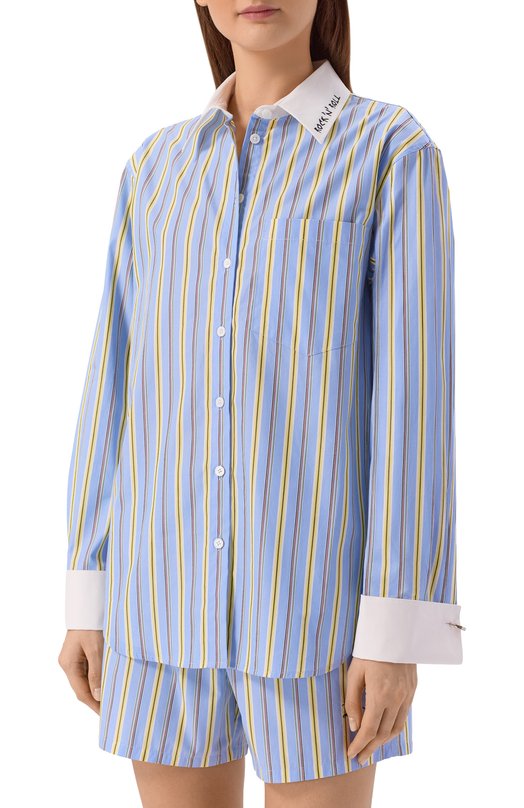 Хлопковая рубашка Zadig and Voltaire WWSH02300 Голубой  WWSH02300 Фото 3