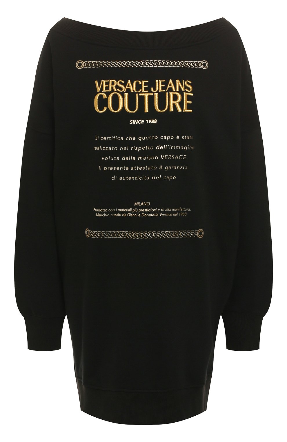 Хлопковое платье VERSACE JEANS COUTURE черного цвета по цене 19950 руб., арт. B6HUA785-UDP305 7 MIX/30216, фото 1 Хлопковое платье VERSACE JEANS COUTURE, арт. B6HUA785-UDP305 7 MIX/30216, фото 1