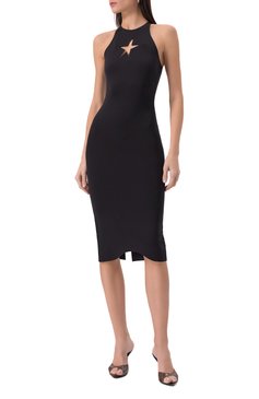 Женское платье MUGLER черного цвета, арт. 25P3R01700859 | Фото 3 (Длина Ж (юбки, платья, шорты): Миди; Женское Кросс-КТ: Платье-одежда, платье-футляр; Стили: Кэжуэл; Кросс-КТ: Трикотаж; Случай: Повседневный; Рукава: Без рукавов; Материал внешний: Синтетический материал)