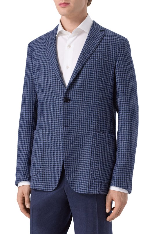 Пиджак из шелка и шерсти Zegna 1D7SG0/949703A9 Синий  1D7SG0/949703A9 Фото 4