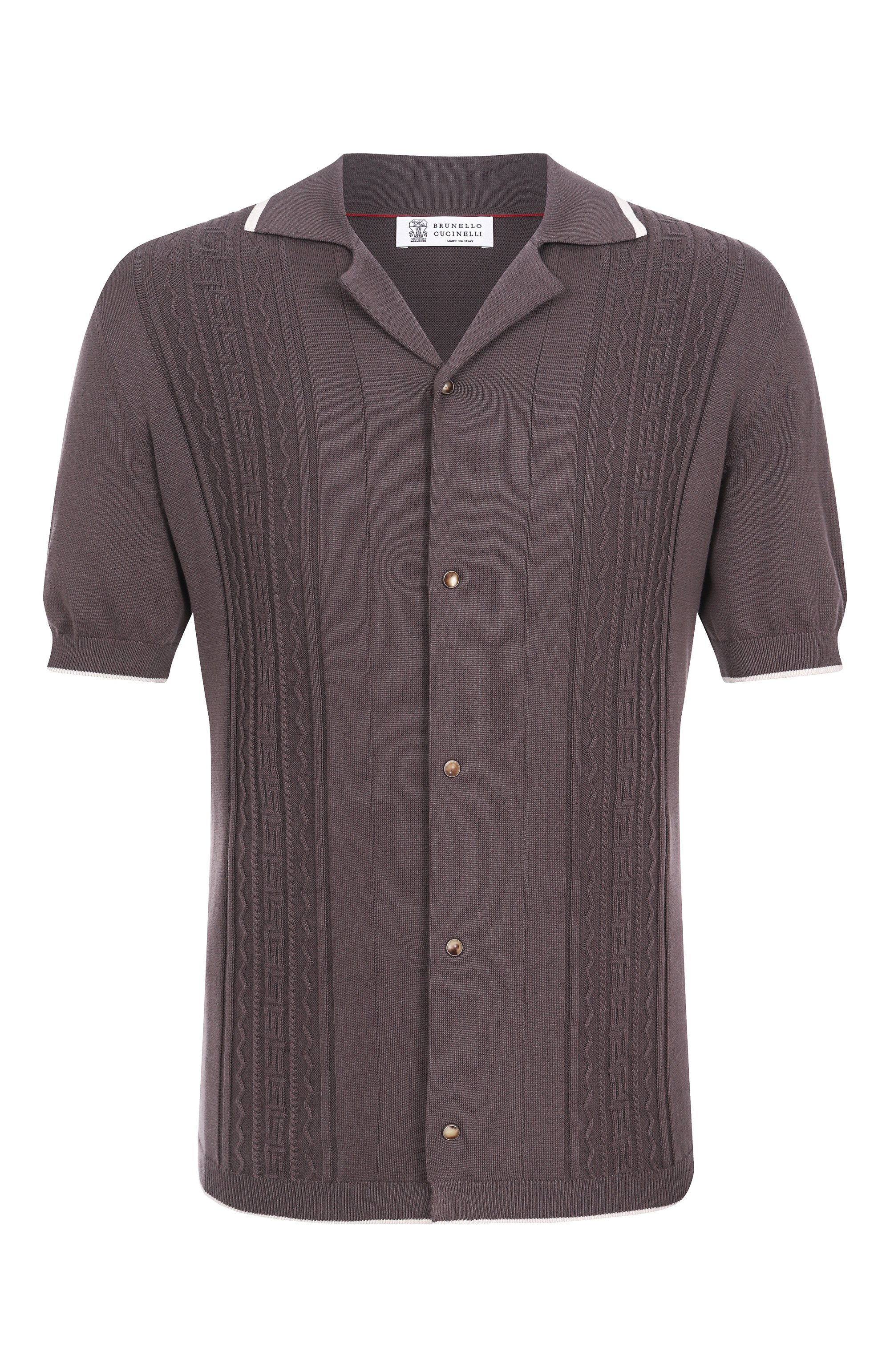 Хлопковая рубашка BRUNELLO CUCINELLI темно-коричневого цвета по цене 167500 руб., арт. M29203415, фото 1 Хлопковая рубашка BRUNELLO CUCINELLI, арт. M29203415, фото 1