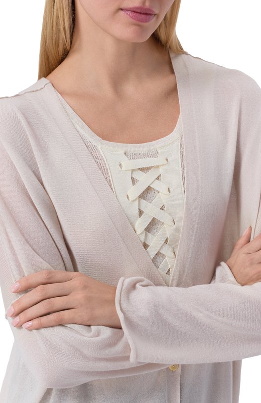 Кардиган из кашемира и шелка Isabel Benenato DK922S26 Бежевый  DK922S26 Фото 5