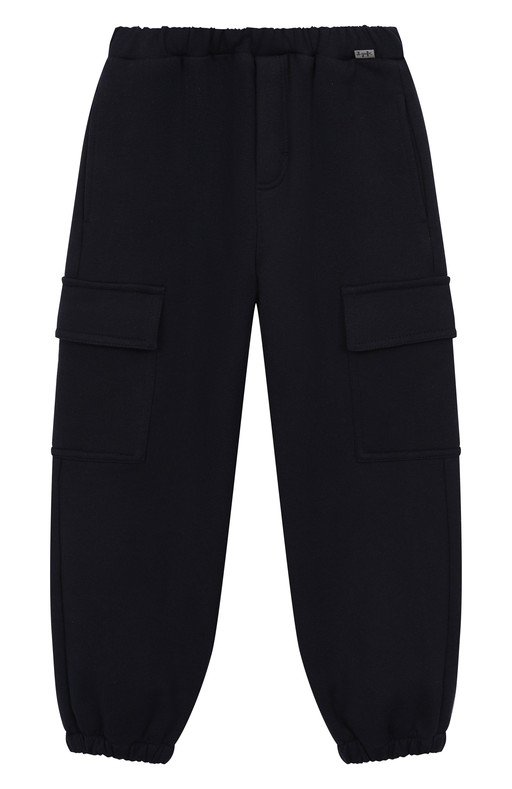 Хлопковые джоггеры IL GUFO темно-синего цвета по цене 17550 руб., арт. A25GPL0027M0107/5-8, фото 1 Хлопковые джоггеры IL GUFO, арт. A25GPL0027M0107/5-8, фото 1