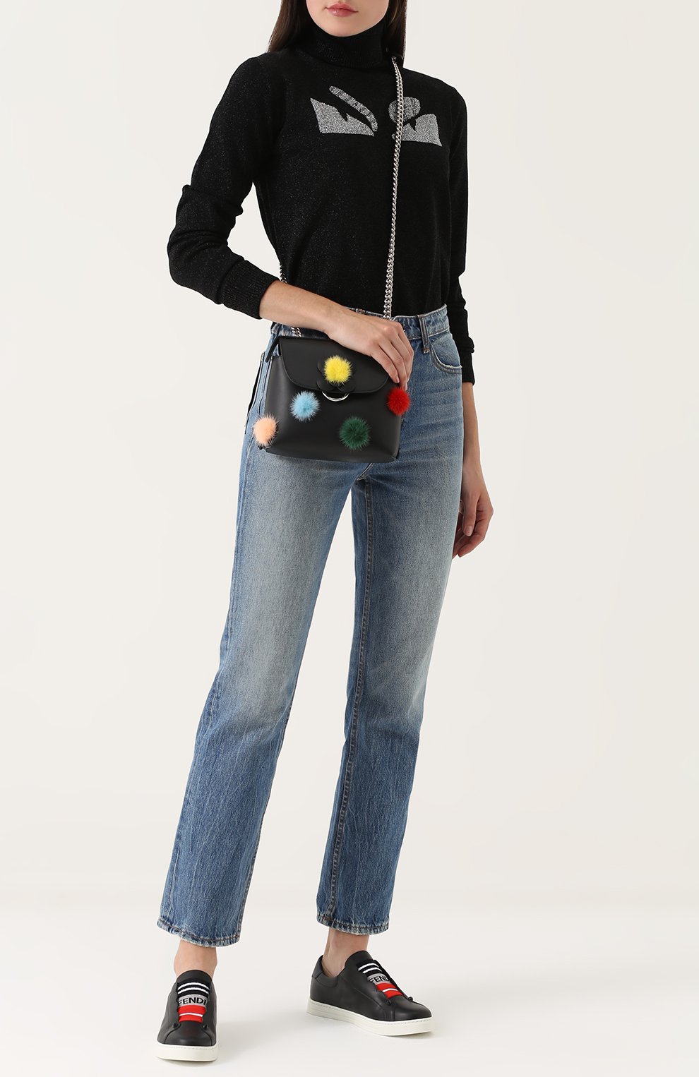 Кожаные слипоны с декоративной отделкой FENDI, арт. 8E6592/3S0, фото 2