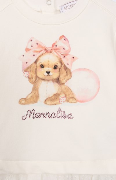 Хлопковый свитшот MONNALISA кремового цвета по цене 14200 руб., арт. 39F607, фото 3 Хлопковый свитшот MONNALISA, арт. 39F607, фото 3