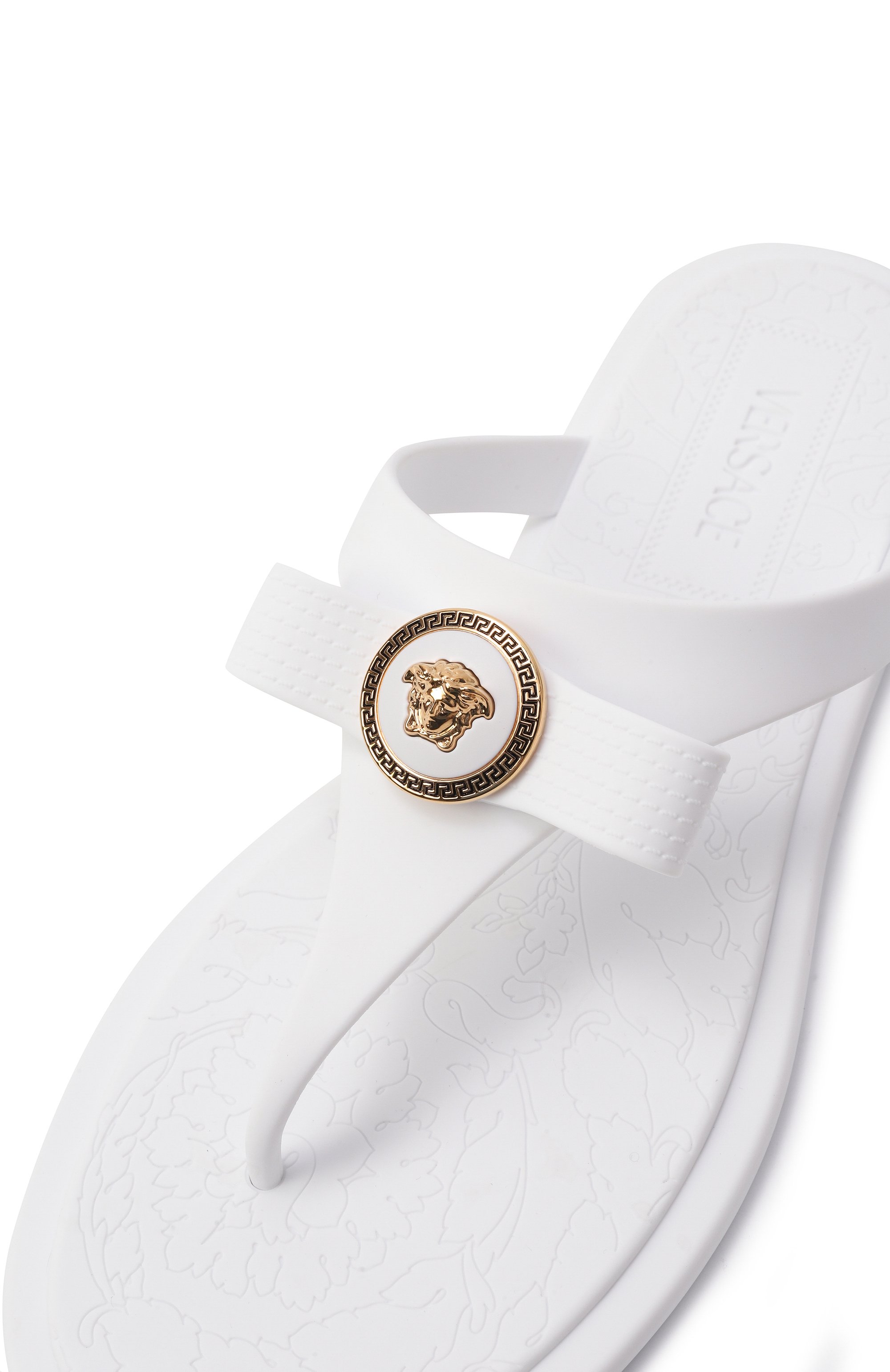 Шлепанцы gianni ribbon VERSACE белого цвета по цене 37000 руб., арт. 1018789/1A10983, фото 7 Шлепанцы gianni ribbon VERSACE, арт. 1018789/1A10983, фото 7