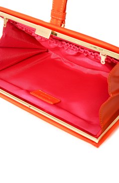 Женский сумка pouch PINKO оранжевого цвета, арт. 101516/A15A | Фото 5 (Женское Кросс-КТ: Вечерняя сумка, Клатч-клатчи; Размер: medium; Материал сплава: Проставлено; Ремень/цепочка: На ремешке; Материал: Текстиль; Драгоценные камни: Проставл�ено)