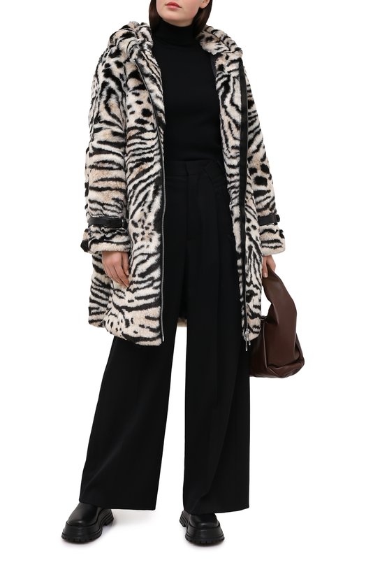 Шуба из экомеха Ermanno Ermanno Scervino Чёрный, белый, фото 2