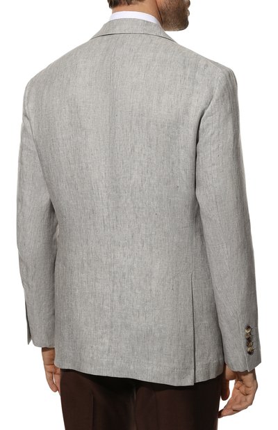 Однобортный пиджак BRUNELLO CUCINELLI светло-серого цвета по цене 262500 руб., арт. MW4597BTD, фото 4 Однобортный пиджак BRUNELLO CUCINELLI, арт. MW4597BTD, фото 4