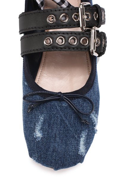 Балетки из денима с лентами на щиколотке MIU MIU, арт. 5F466A/3I2W, фото 4