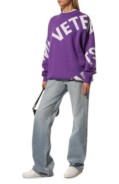 Шерстяной свитер VETEMENTS фиолетового цвета по цене 132000 руб., арт. UA53KN200U 2901/W, фото 2 Шерстяной свитер VETEMENTS, арт. UA53KN200U 2901/W, фото 2