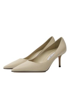 Женские кожаные туфли love 65 JIMMY CHOO кремвого цвета, арт. L0VE 65/CWN | Фото 1 (Материал внутренний: Натуральная кожа; Драгоценные камни: Проставлено; Подошва: Плоская; Материал сплава: Проставлено; Каблук высота: Средний; �Материал внешний: Натуральная кожа; Каблук тип: Шпилька)