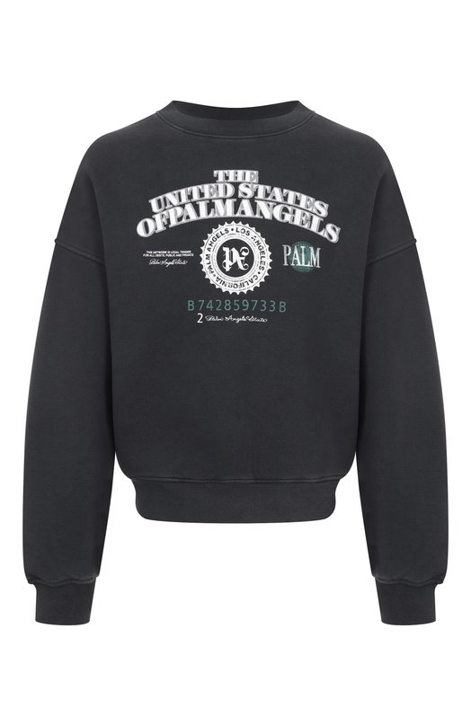 Хлопковый свитшот Palm Angels PMBA08JF25FLE002 Серый PMBA08JF25FLE002