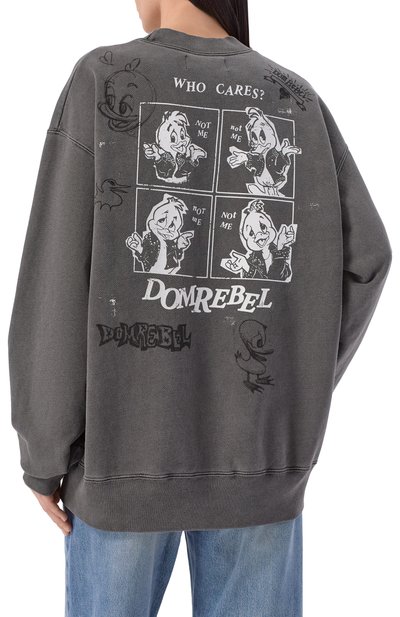 Хлопковый свитшот DOMREBEL серого цвета по цене 39900 руб., арт. WH0 CARES/SWEATSHIRT, фото 4 Хлопковый свитшот DOMREBEL, арт. WH0 CARES/SWEATSHIRT, фото 4