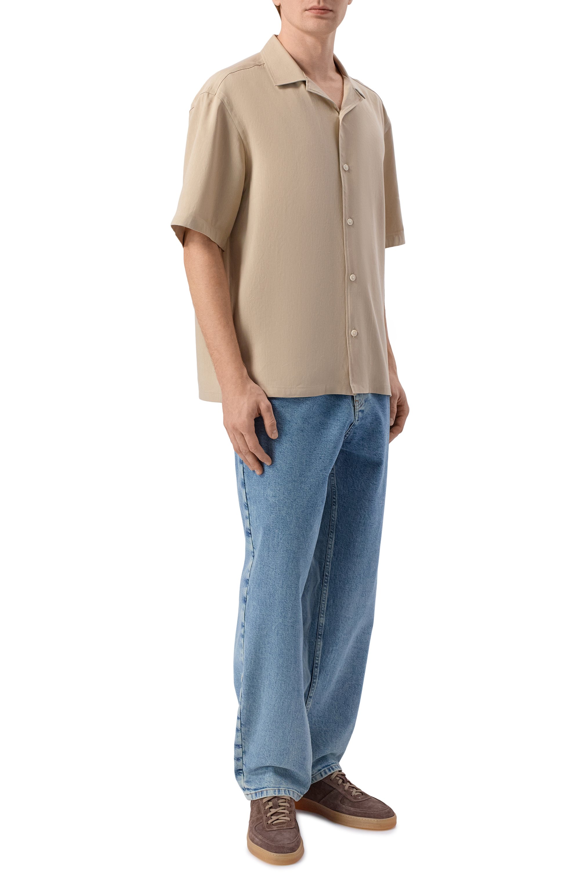 Рубашка изо льна и вискозы BOSS бежевого цвета по цене 34950 руб., арт. 50561449, фото 2 Рубашка изо льна и вискозы BOSS, арт. 50561449, фото 2