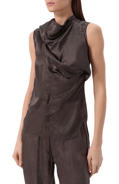 Атласный топ RICK OWENS коричневого цвета по цене 76850 руб., арт. RP01F6136/N, фото 3 Атласный топ RICK OWENS, арт. RP01F6136/N, фото 3