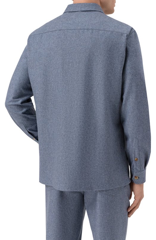Шерстяная рубашка Brunello Cucinelli M038P0720 Голубой  M038P0720 Фото 4