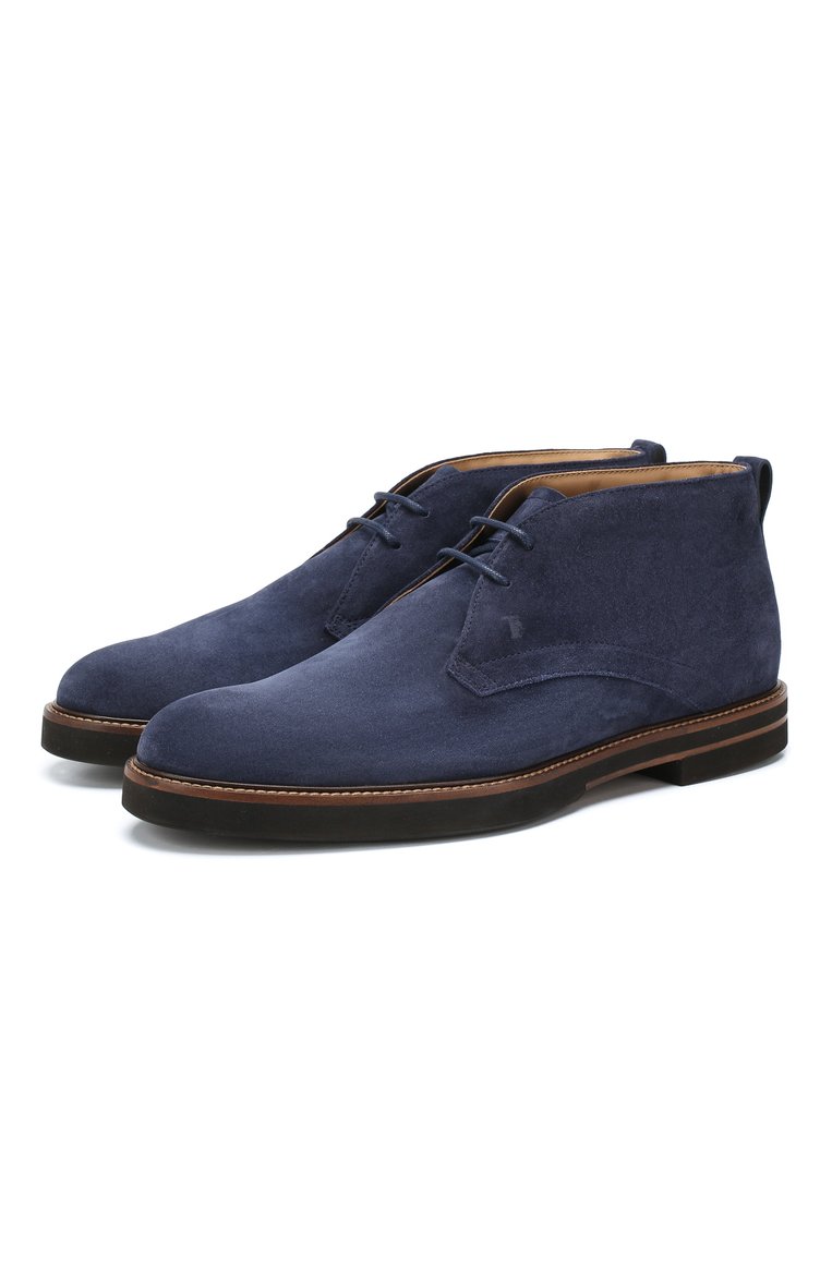Мужские замшевые ботинки TOD’S темно-синего цвета, арт. XXM53B00D80RE0 | Фото 1 (Статус проверки: Проверено, Проверена категория; Подошва: Плоская; Материал внутренний: Натуральная кожа; Материал внешний: Замша, Натуральная кожа; Материал утеплителя: Без утеплителя; Мужское Кросс-КТ: Дезерты-обувь)