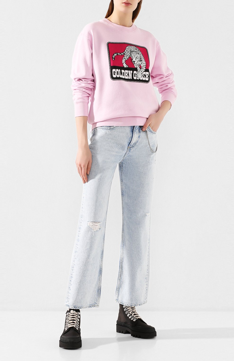Хлопковый свитшот GOLDEN GOOSE DELUXE BRAND розового цвета по цене 33650 руб., арт. G36WP029.S4, фото 2 Хлопковый свитшот GOLDEN GOOSE DELUXE BRAND, арт. G36WP029.S4, фото 2