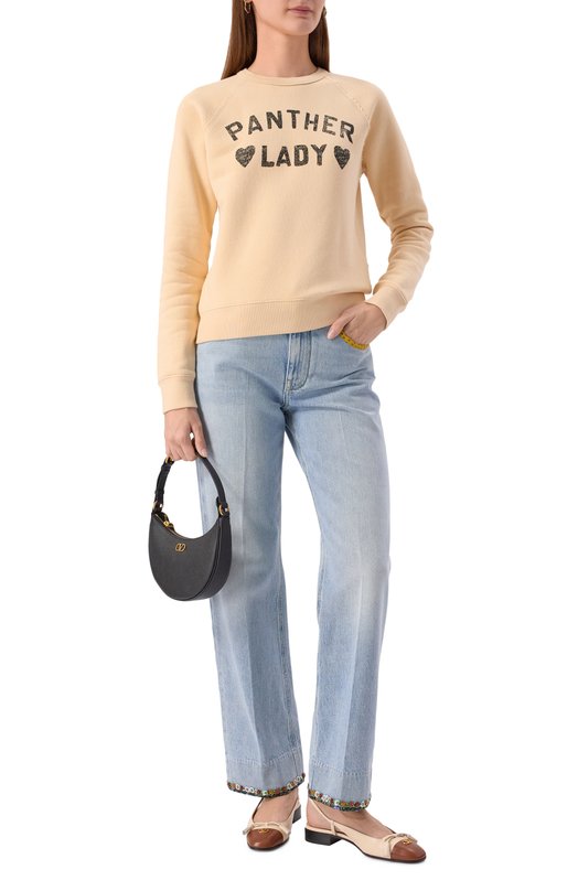 Хлопковый свитшот Valentino 7B3MF24S/9HB Кремовый  7B3MF24S/9HB Фото 2