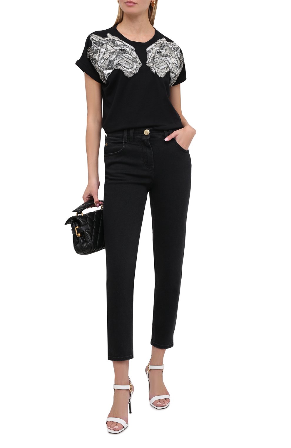 Хлопковая футболка BALMAIN черного цвета по цене 106500 руб., арт. UF11351/P049, фото 3 Хлопковая футболка BALMAIN, арт. UF11351/P049, фото 3