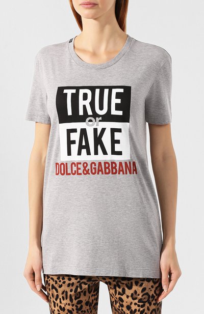 Хлопковая футболка DOLCE & GABBANA светло-серого цвета по цене 37200 руб., арт. F8K74T/G7STQ, фото 3 Хлопковая футболка DOLCE & GABBANA, арт. F8K74T/G7STQ, фото 3
