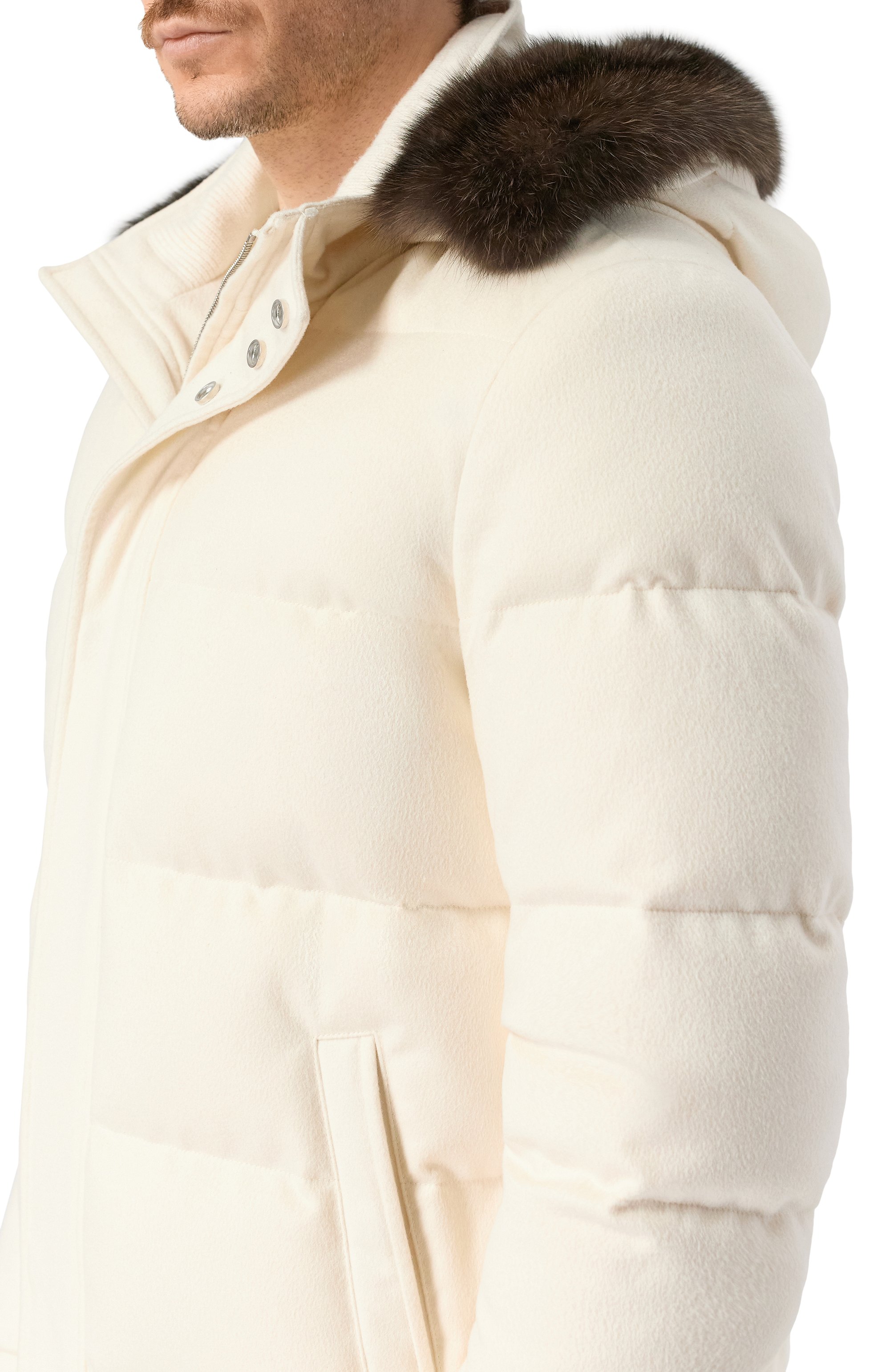 Кашемировый пуховик с отделкой из соболя MVST, арт. FTEKB-ES2915-2SB/LC1664, фото 5