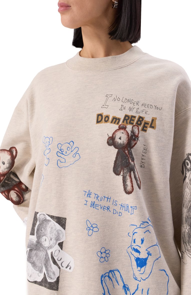 Женский хлопковый свитшот DOMREBEL светло-бежевого цвета, арт. STUFFY SWEATSHIRT | Фото 5 (Длина (для топов): Стандартные; Драгоценные камни: Проставлено; Рукава: Длинные; Материал сплава: Проставлено; Женское Кросс-КТ: Свитшот-одежда; Стили: Гранж; Материал внешний: Хлопок)
