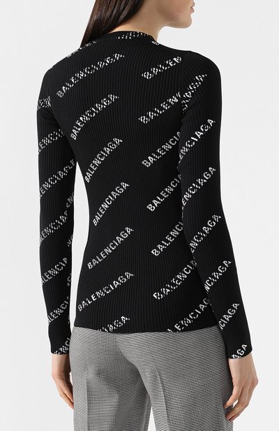 Пуловер с логотипом бренда BALENCIAGA черно-белого цвета по цене 99500 руб., арт. 555321/T6140, фото 4 Пуловер с логотипом бренда BALENCIAGA, арт. 555321/T6140, фото 4