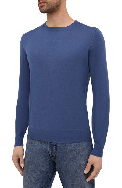 Джемпер из шерсти и кашемира BRUNELLO CUCINELLI синего цвета по цене 76500 руб., арт. M2400100, фото 3 Джемпер из шерсти и кашемира BRUNELLO CUCINELLI, арт. M2400100, фото 3