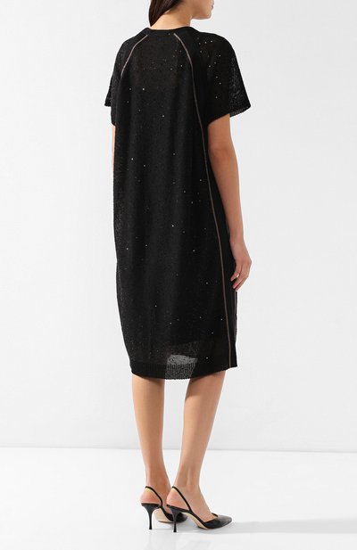 Платье с пайетками BRUNELLO CUCINELLI черного цвета по цене 242500 руб., арт. M10572A90, фото 4 Платье с пайетками BRUNELLO CUCINELLI, арт. M10572A90, фото 4