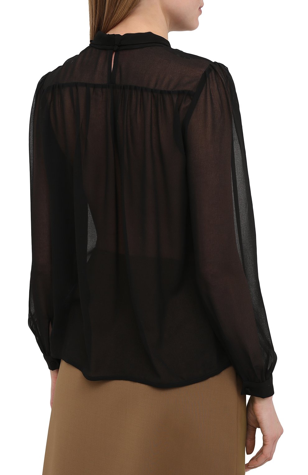 Блузка SELF-PORTRAIT черного цвета по цене 34950 руб., арт. RS21-130T, фото 4 Блузка SELF-PORTRAIT, арт. RS21-130T, фото 4