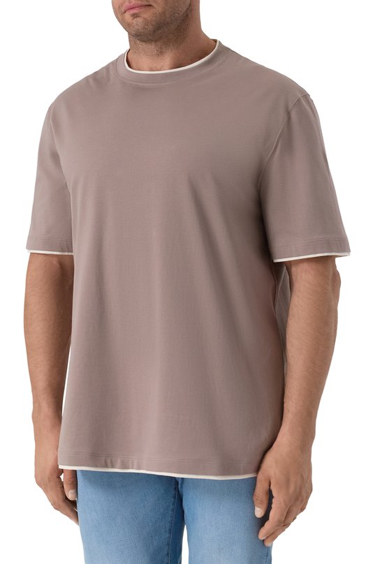 Хлопковая футболка Brunello Cucinelli M0B137427 Бежевый  M0B137427 Фото 3