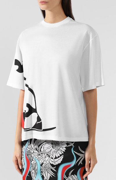 Хлопковая футболка с круглым вырезом и принтом PRADA, арт. 35976-1SDZ-F0964, фото 3