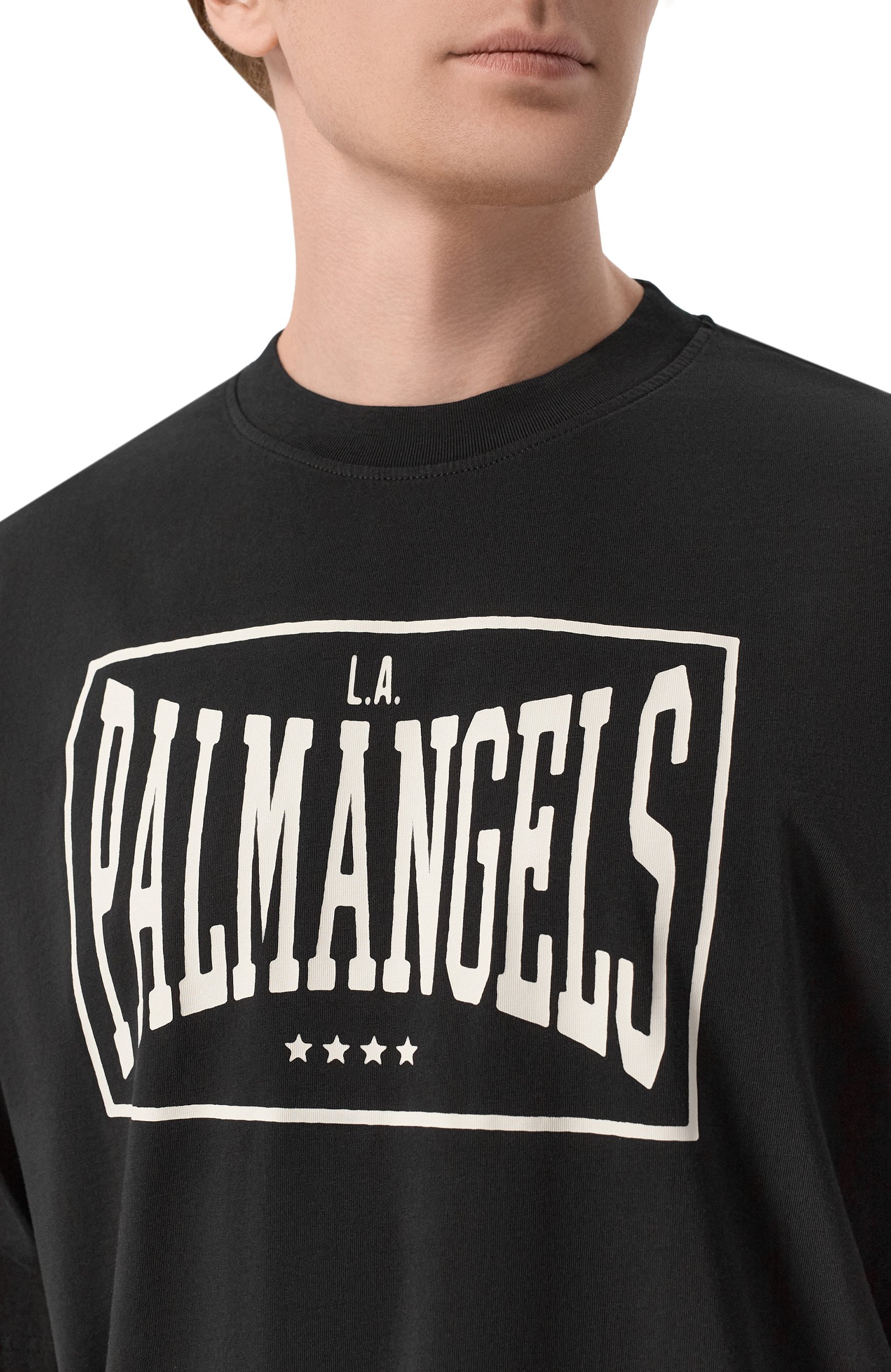 Хлопковая футболка PALM ANGELS черного цвета по цене 22500 руб., арт. PAMAA003JR004, фото 5 Хлопковая футболка PALM ANGELS, арт. PAMAA003JR004, фото 5