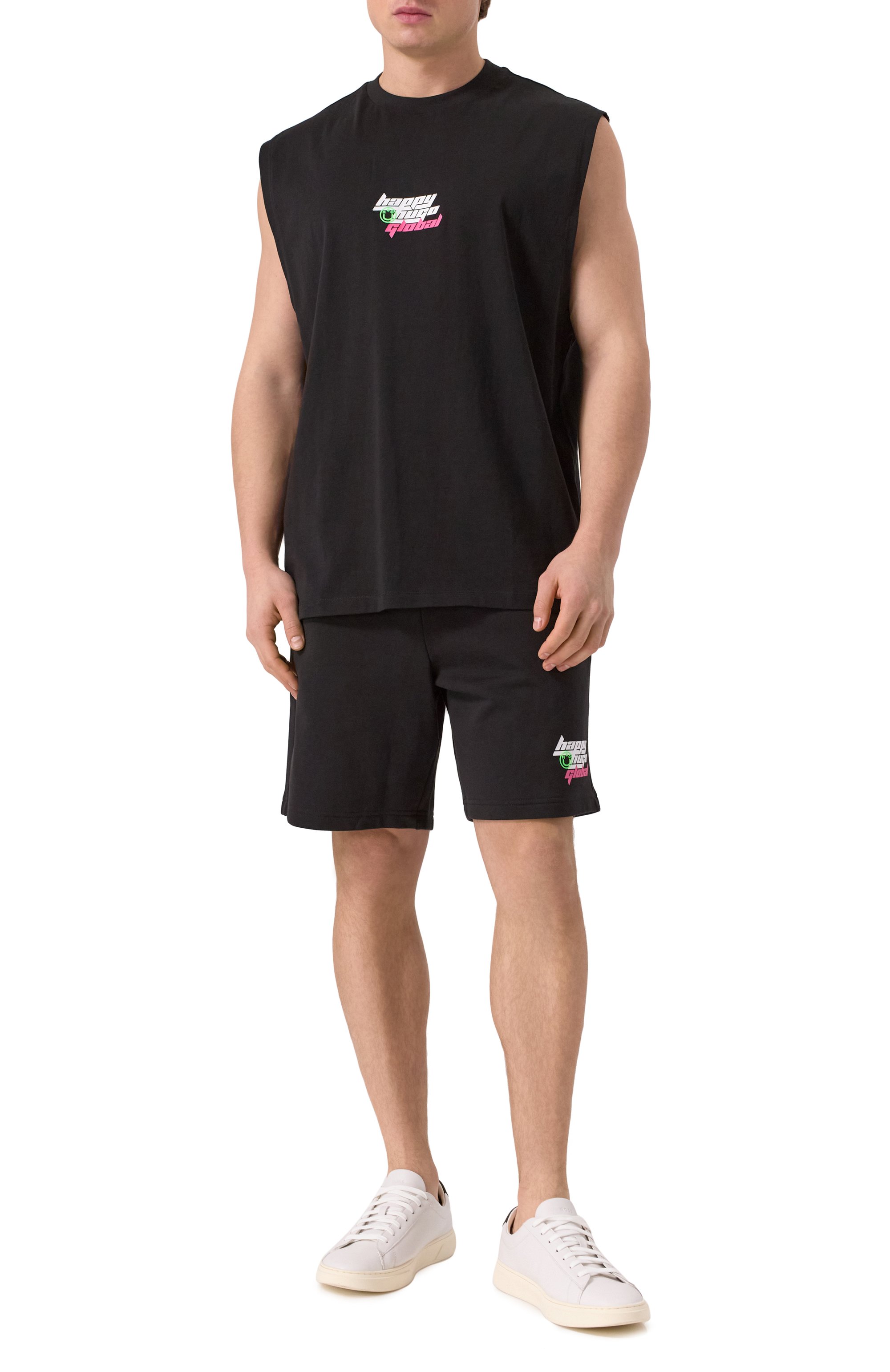 Хлопковые шорты HUGO BLUE черного цвета по цене 14950 руб., арт. 50536107, фото 2 Хлопковые шорты HUGO BLUE, арт. 50536107, фото 2