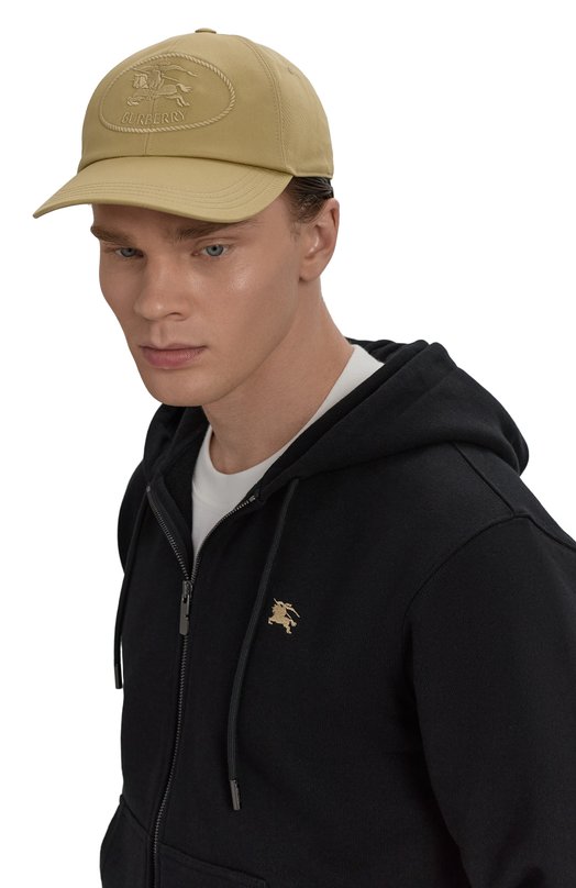 Хлопковая бейсболка Burberry 8110771 Бежевый  8110771 Фото 2