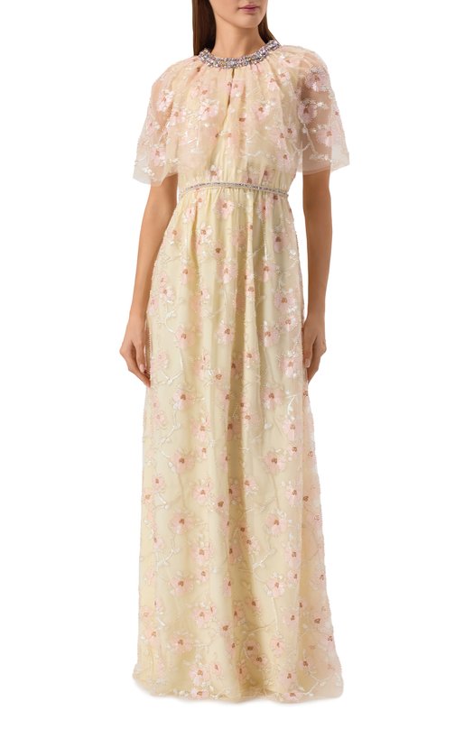 Платье с отделкой стразами self-portrait RS26508XCH Кремовый  RS26508XCH Фото 2