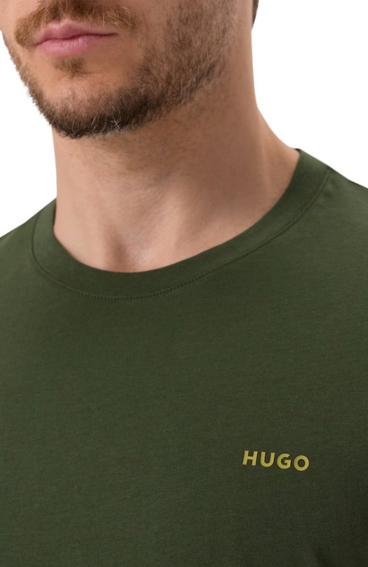 Хлопковая футболка HUGO 50466158 Зелёный  50466158 Фото 5