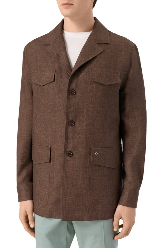 Льняная куртка-рубашка Stefano Ricci SP008166/VT0002 Коричневый  SP008166/VT0002 Фото 3